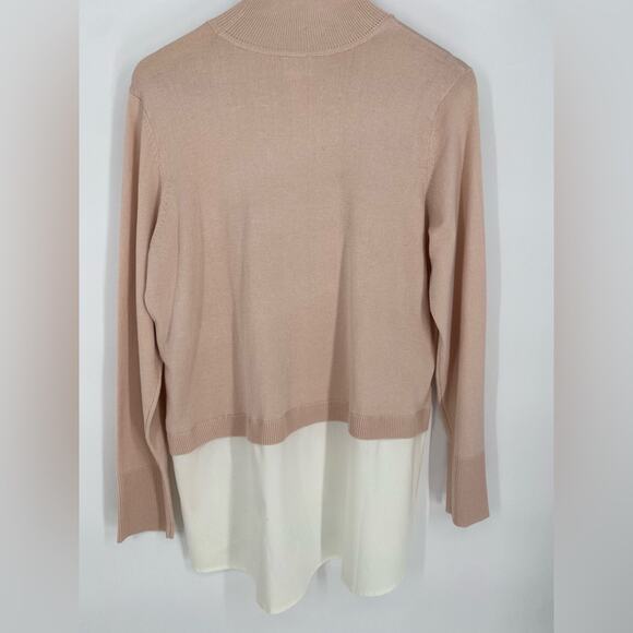 Chico’s Turtleneck Sweater With White Dress Shirt Tail Mature Classic Modest L - Picture 2 of 6